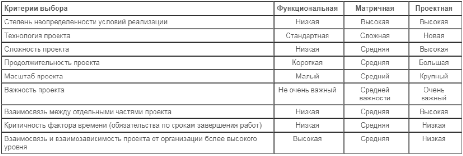Выбор организационной структуры проектная структура